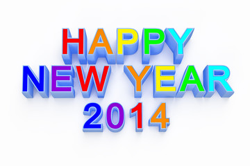 new year 2014 ,3d render text on white background