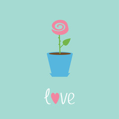 Rose in pot. Love card.