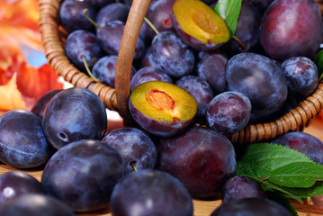 Obraz premium fresh plums in the basket