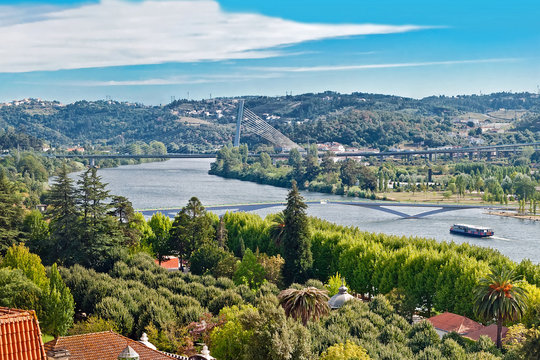 The Mondego river scenic hills in Portugal