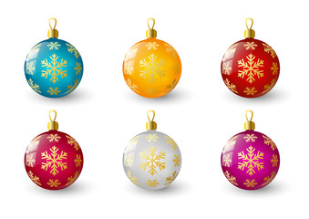 Set of glossy Christmas balls