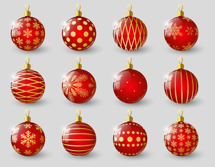 Set of red Christmas balls