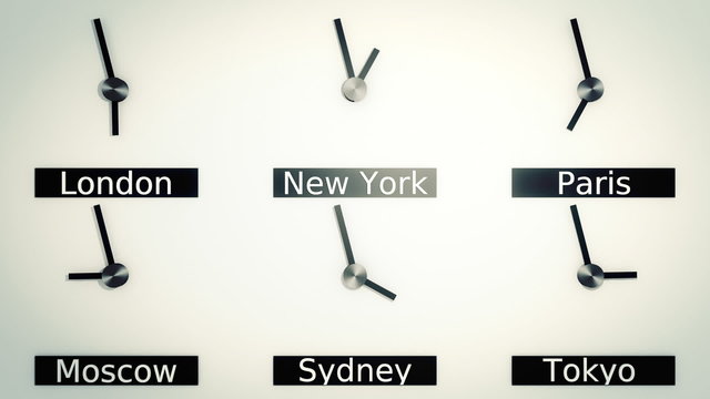 time zones around  the world in vintage style