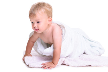 caucasian baby crawl