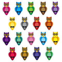 cartoon patchwork owls