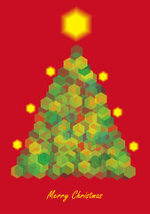 christmas card design with decorated tree