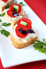 bruschetta with cheese and tomato