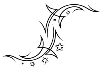 Tribal Tattoo mit Sternen - Filigranes Ornament im Vektorstil