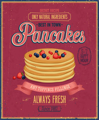Vintage Pancakes Poster. Vector illustration.