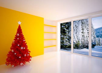 Christmas interior with  Christmas tree