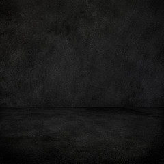 Grunge black wall with floor
