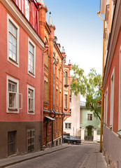 Old houses on the Old city streets. Tallinn. Estonia...