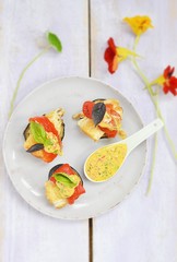 grill fish and vegetables.