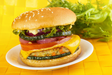 Veggie burger with vegetable patty