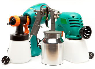 The tool for painting.spray gun electrical and manual mechanical