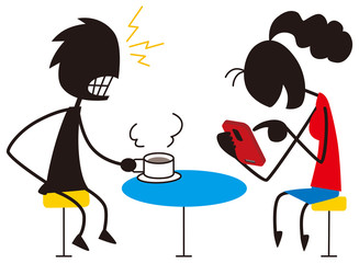 デート中でもスマートフォンに夢中になる女性