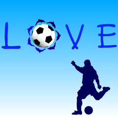Fototapeta na wymiar love football blue icon vector illustration