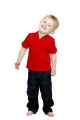 Young boy isolated on a white background