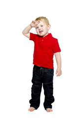 Fototapeta premium Young boy isolated on a white background