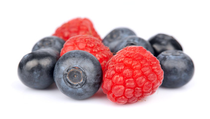 Raspberries and blueberries