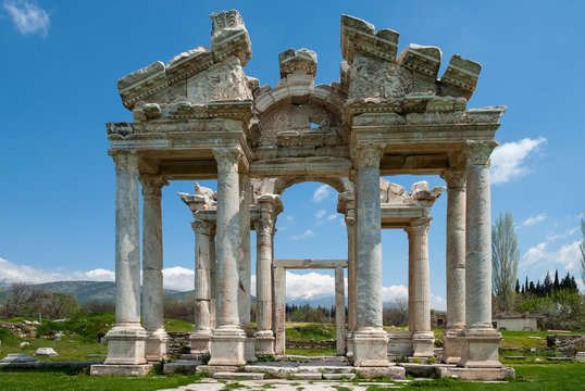 Ruins in the ancient Greek city of Afrodisias in Geyre, Turkey