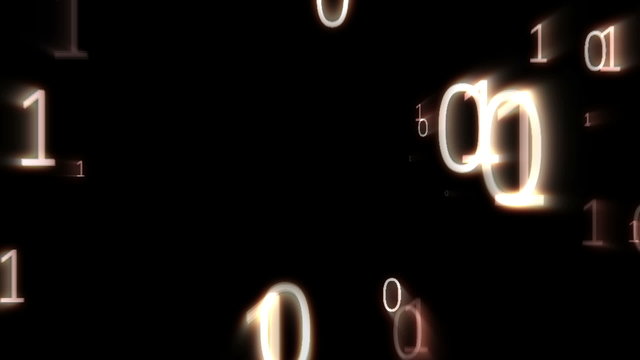 Digital animation of binary codes floating