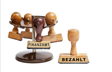 Stempel Finanzamt. Konzept: 