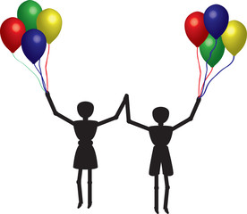 boy and girl with balloons