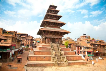 Fotobehang Nyatapola-pagode op het Taumadhi-plein in Bhaktapur, Kathmandu, Nep © Aleksandar Todorovic