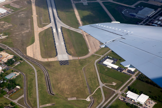 Airport lannding road view from aerial view