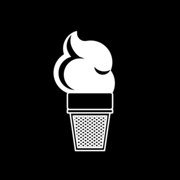 Icecream Icon Bucket White on Black