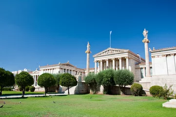 Rolgordijnen Academy of Athens with Plato and Socrates monument. © lornet