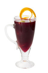 hot mulled wine on a white background