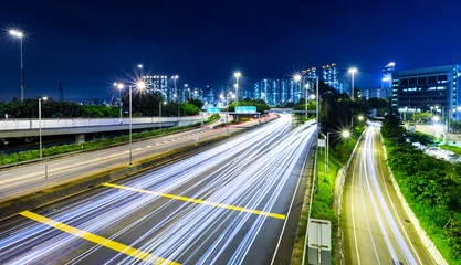 Fototapete Autobahn in der Nacht Traffic trail on highway