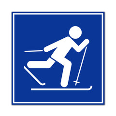 Cartel simbolo esqui de fondo