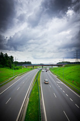 Fototapeta premium View of highway on a cloudy day, Poland