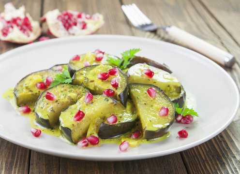 Eggplant with pomegranate and cumin