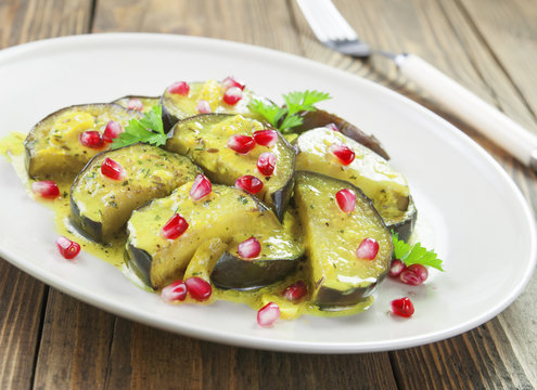 Eggplant with iomegranate and cumin