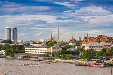 Landscape of Thai's king palace with ship