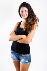 Portrait of smiling young nice woman. Isolated