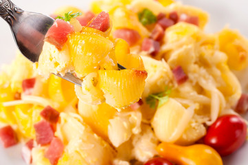 Macaroni on fork