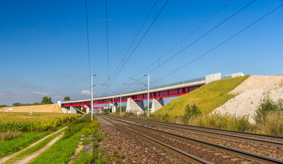 Overpass of new hi-speed railway LGV Est near Strasbourg