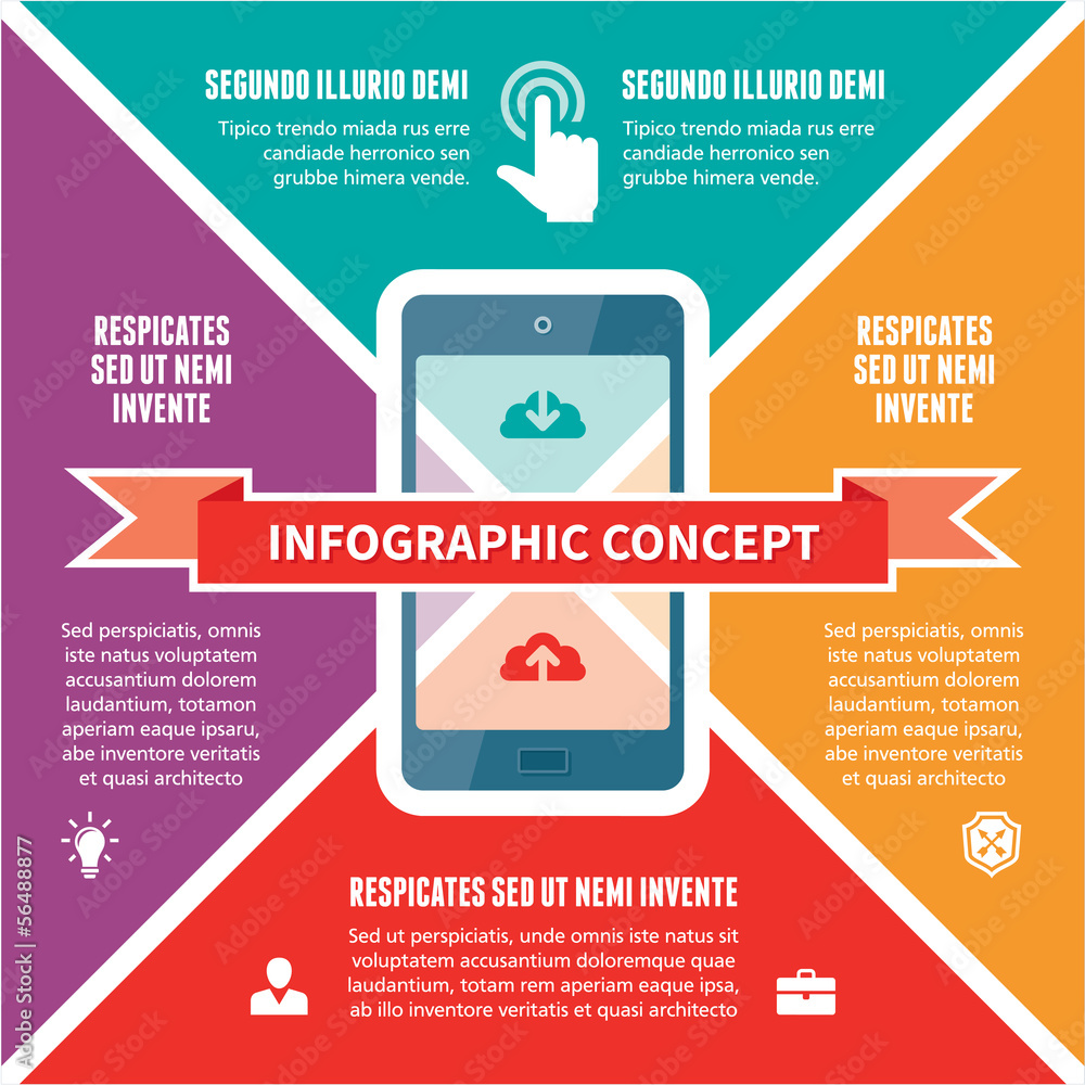 Poster infographic concept - vector scheme with icons