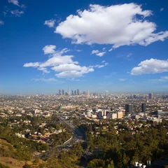 Foto op Plexiglas Downtown LA Los Angeles skyline California © lunamarina