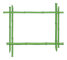 wooden frame of bamboo sticks isolated on white background