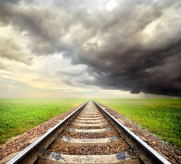 Railway and storm clouds