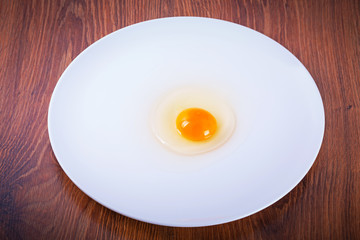Raw egg on the plate for cooking