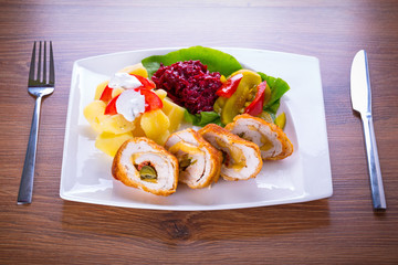 Stuffed chicken rolls with sundried tomatoes and jalapenos