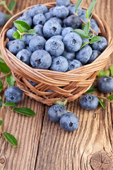 Blueberries on wooden background