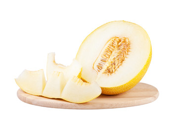 sweet melon on wooden carving board